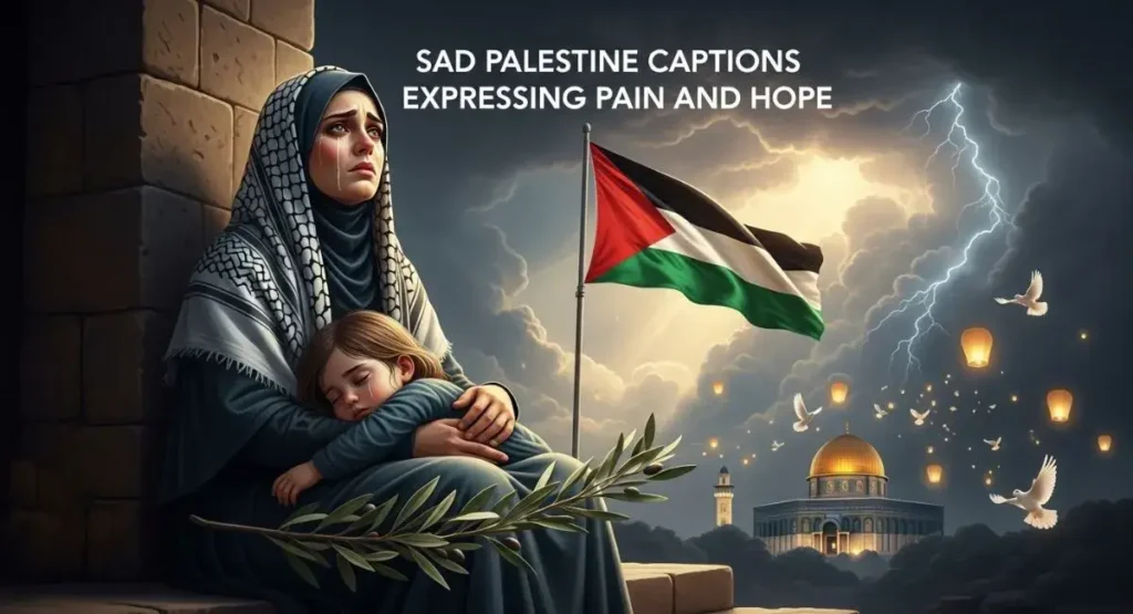 Sad Palestine Captions Expressing Pain and Hope