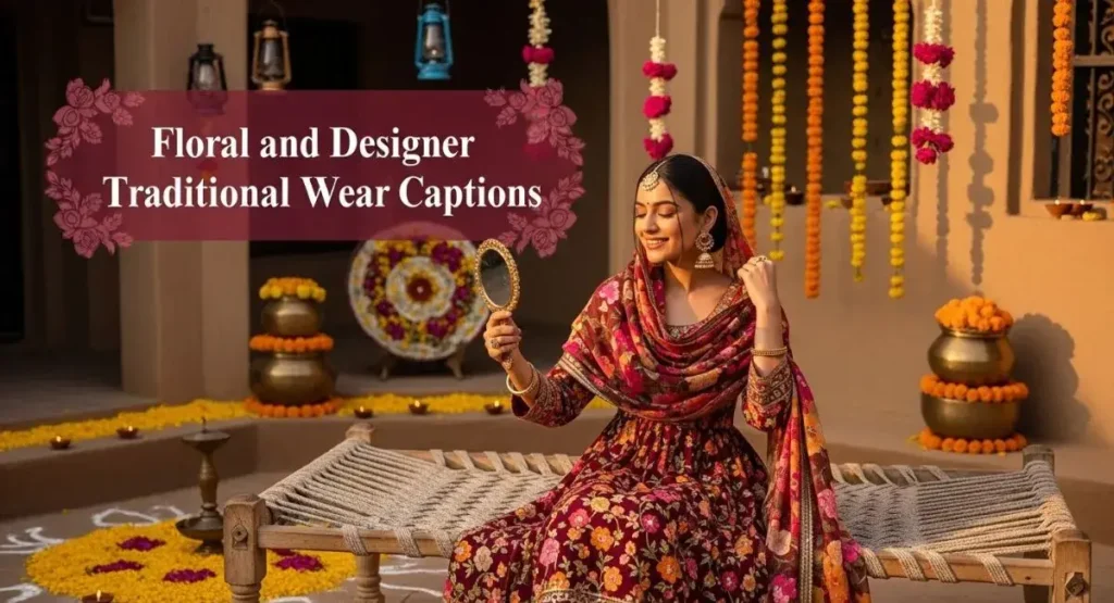 Floral and Designer Traditional Wear Captions