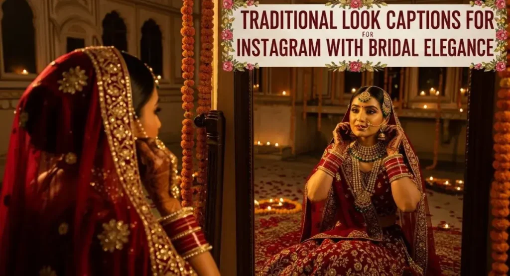 Traditional Look Captions for Instagram with Bridal Elegance