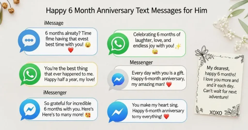 Happy 6 Month Anniversary Text Messages for Him