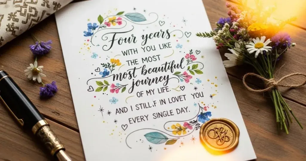 Romantic 4 Year Anniversary Wishes 